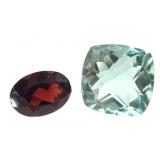 CU Nat Gr Fluorite 3 Ct & 1 Ct Garnet Oval