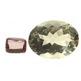 Ov Lemon Quartz 24.9 CT & Pink-Ppl Tourmaline 2.55