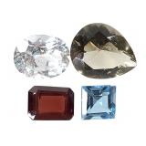 Topaz 3.2 CT Bl Topaz 1.4 CT Garnet 1.85 & S Qrtz