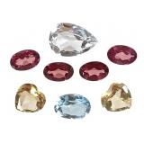 8 Assort Garnets White BL & YL Topaz 6.4 CTTW
