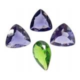 Chrome Diopside Pear 1 CT & 3 TR Pur BL Iolite 1.5