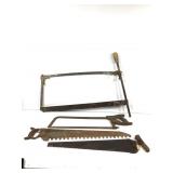 4 Antique Hand Saws - Bow Ice Crosscut