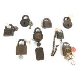8 Vintage Brass Yale Pad Locks