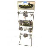 Masterlock Padlock Display Rack w/ Some VTG Locks