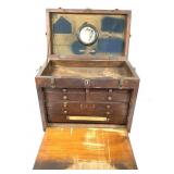 Antique 6 Drawer Wood Drop Front Tool Chest