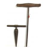 2 Antique Tap Augers Lignum Vitae Handle