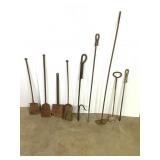 9 Antique Wrought & Cast Iron Tools