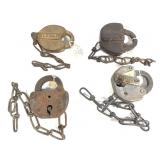 4 Antique Rail Road Locks Belknap - Adlake