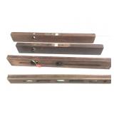4 Antique Wood Levels - Disston & Acme