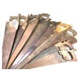 9 Various Size, Age & Style Handsaws