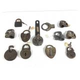 12 Antique Rail Road & Pad Locks