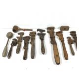 Antique Pipe Wrences Lead Hammer & Other Tools
