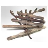 5 Large T Handle Antique Boring Augers w/Bits