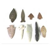9 Chert Flint Spear Points