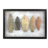 5 Chert Flint Spear Points - Geode Inclusion