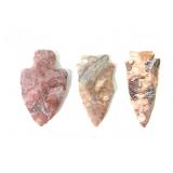 3 Unique Color Flint Spear Points