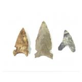 3 Flint Spear Points in Riker