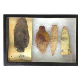 4 Chert & Flint Spear Points in Case