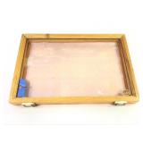 Solid American Oak Display Case w Key 18"x12"x2"