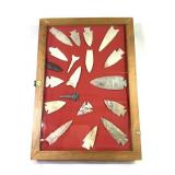 19 Chert Flint Spear Points in Case
