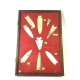 9 Large Chert Flint Spear Points in Case