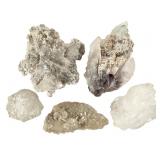 5 Quartz Calcite Selenite Clusters w Min1 lb 12.8