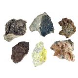 6 Fluorite w Cal Brucite Chrysocola Smithsonite+