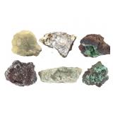 2 Prehnite 2 Malachite on Limonite & Py w Galena