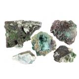5 Chrysocolla w Drusy Qrtz Malachite Conichalcite+