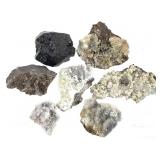 Druzy Qrtz w FL Uranopilite Schorl Tur Calcite+