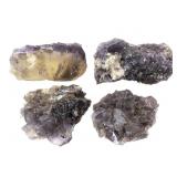 4 Fluorite Zoned YL & Ppl + 3 w Minerals 1 lb 7.4