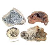 4 Agate Geode Half Celestite Fluorite w PY+ 1 Lb +