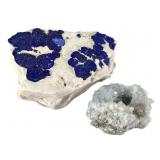 Azurite Bloom On Kaolin 7.4 oz Celestite 4.7 oz