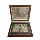 2 Framed Prints Lithograph 1882 +