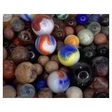 Collection of Early Marbles w 1 Vaseline Glass  +