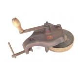 Vtg Hand-Crank Bench Grinder 9 1/2" H