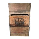 3 Wood Crates - Hires R-J Root Beer