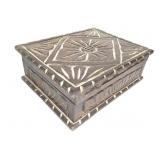 10" X 8" X 3 1/2" Carved Wooden Box