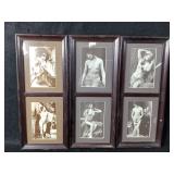 6 Framed Erotic Nude French Postcards