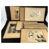 9 Black & White Framed Erotic Art Sketches