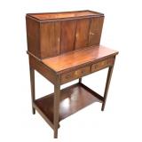 Antique Mahogany Flip Top Desk w Upper Cabinet
