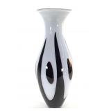 Lg White & Purple Art Glass Vase
