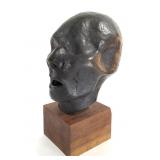 Metal Head Sculpture w/ Wood Base