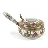 Ornate Porcelain Silent Butler w/ Hinged Lid