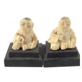 2 Chinese Carved Figures on Wood Bases