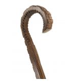 Intricate Carved Wood Crook Cane