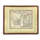 Antique Map Michigan & Wisconsin Cty
