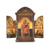 Greek Orthodox 3-Panel Wood Triptych