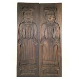 Pr Bakery Mold / Press Figural Carved Wood