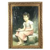 Classical Oil on Canvas Portrait of a Young Girl